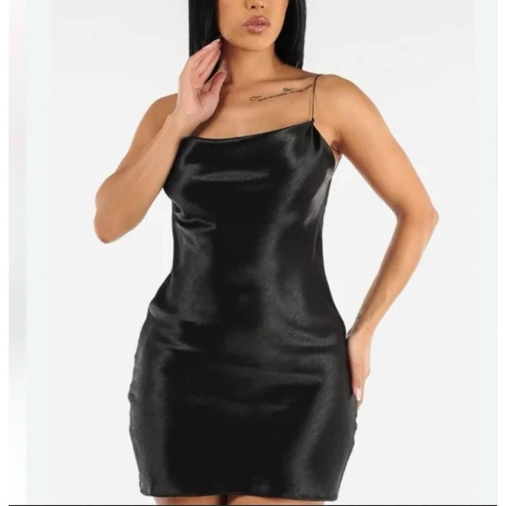 Double Zero Cowl Silk Mini Dress Black Medium